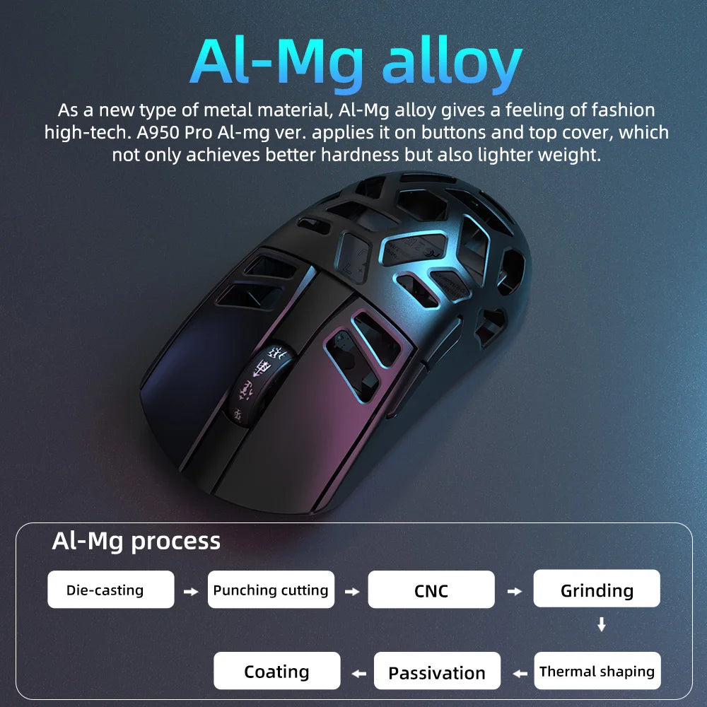 Ratón gaming inalámbrico DAREU Al-mg trimodo 8Khz PBT con carga rápida, PAW3950, 30000 DPI, ligero, para PC gamer