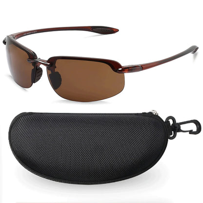 MAXJULI Polarized Sports Sunglasses for Men Women TR90 Rimless Frame Protection for Running Fishing  Driving UV400 8001
