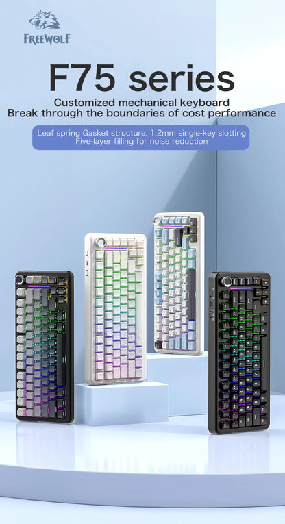 F75 Mechanical Keyboard FREEWOLF * AULA F75 Bluetooth Three-mode Keyboard,Dedicated for Gaming and Office Use