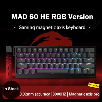 MADLIONS Mad 60he Mad60HE Mad 68HE Teclado mecánico para gaming personalizado con interruptor magnético, cableado, hot swap y tasa de sondeo de 8K