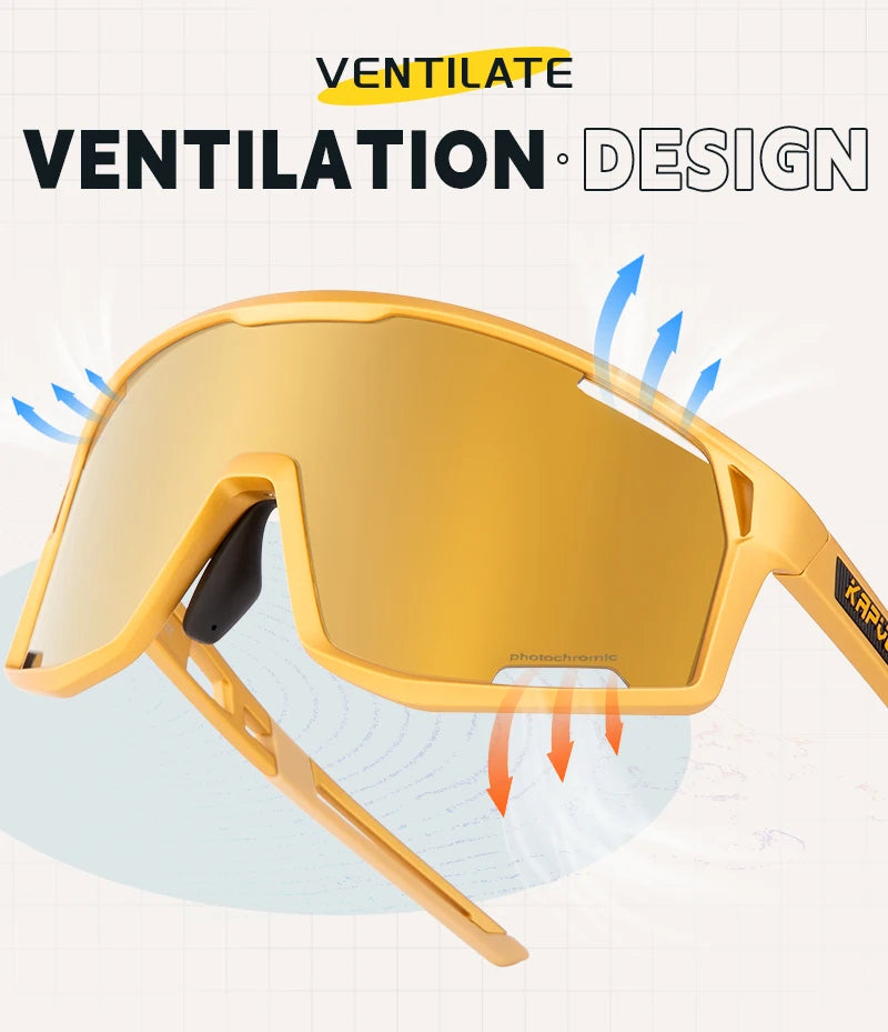 KAPVOE Men Women Road Bike UV400 Goggles Mountain Sports Eyewear Outdoor Photochromic Cycling Sunglasses Bicycle Cycling Glasses