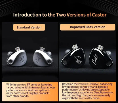 KZ Castor Wired Earbuds HiFi Bass Earphones with Dual Dynamic Drivers, Tunable Balanced Armature In-Ear Headphones, High Resolution Audio Earbuds