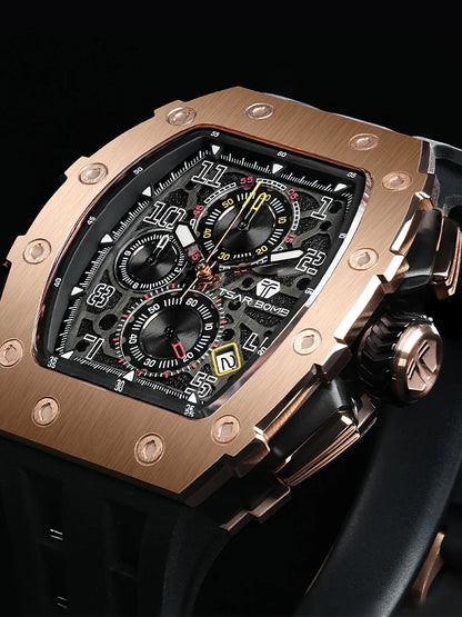 TSAR BOMBA Neue TB8204 Uhr für Herren, Japanisches Quarz-Chronographenwerk, 50M wasserdichte Armbanduhr, modische Sportuhr, luxuriöses Geschenk für Herren