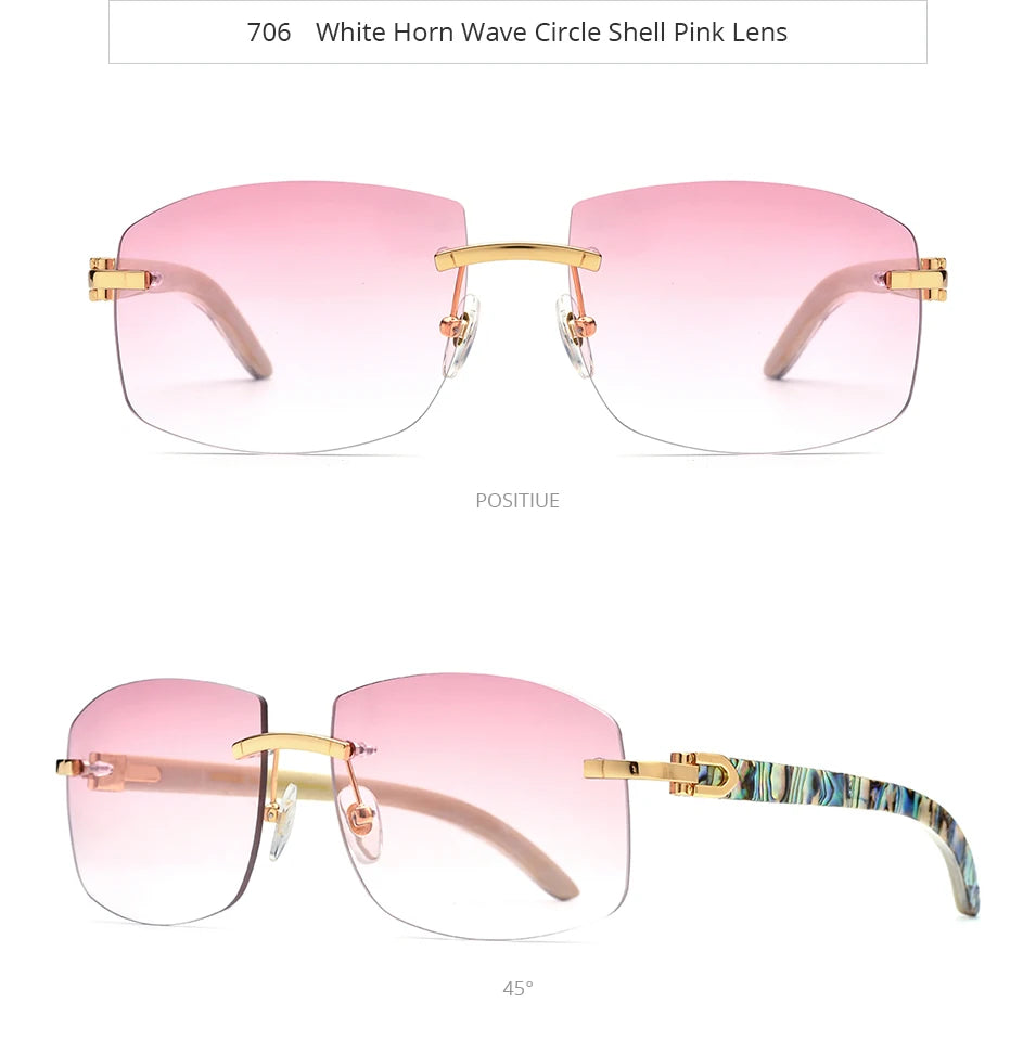 HEPIDEM Buffalo Horn Glasses Men Famous Brand Design Rimless Sunglasses Women Luxury Eyewear Horn-Rim Frameless Buffs Eyeglasses