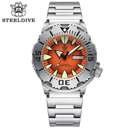 STEELDIVE SD1984 Monster Steel Strap Mechanical Watch NH36 Movt Sapphire Crystal 200M Waterproof Swiss Super Luminous Wristwatch