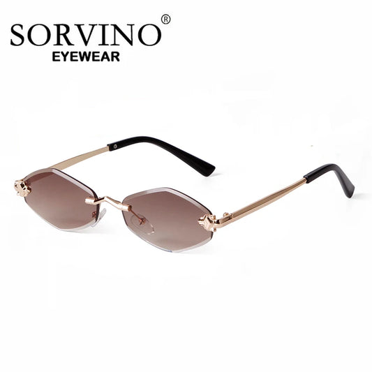 SORVINO 2024 Women Luxury Brand Designer Sunglasses New Polygonal Small Rimless Rhombus Sun Glasses Female Retro Eyewear