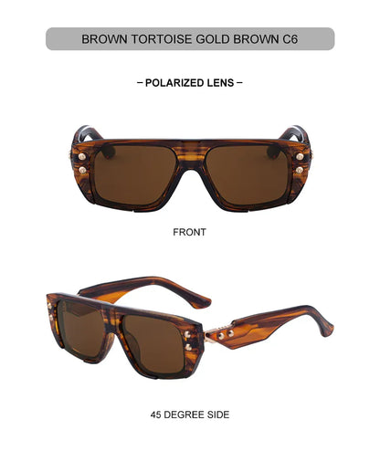 Polarized Steampunk Square Sunglasses Men 2026 Luxury Brand Punk Big Frame Driving Sun Glasses Fashion Eyewear For Male Shades