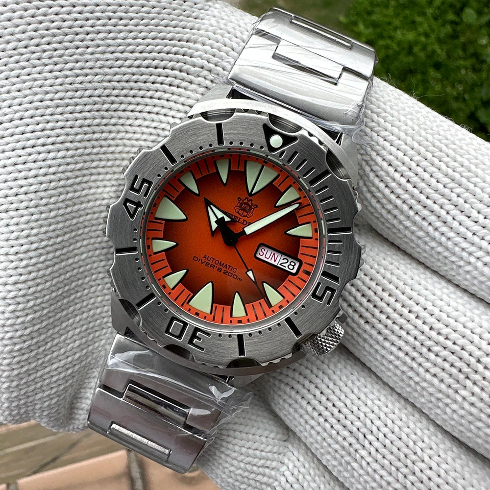 STEELDIVE SD1984 Monster Steel Strap Mechanical Watch NH36 Movt Sapphire Crystal 200M Waterproof Swiss Super Luminous Wristwatch