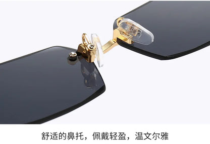 Fashion Rimless Rectangle Sunglasses Popular Women Men Shades Small Square Sun Glasses For Female Male Summer Traveling