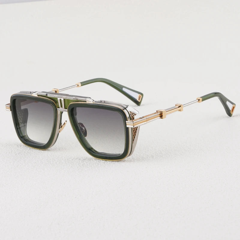 Gto Square Alloy Thick Frame Gradient Sunglasses for Men and Women High Quality Brand Designer uv400 Outdoor Trendy Eyeglasses