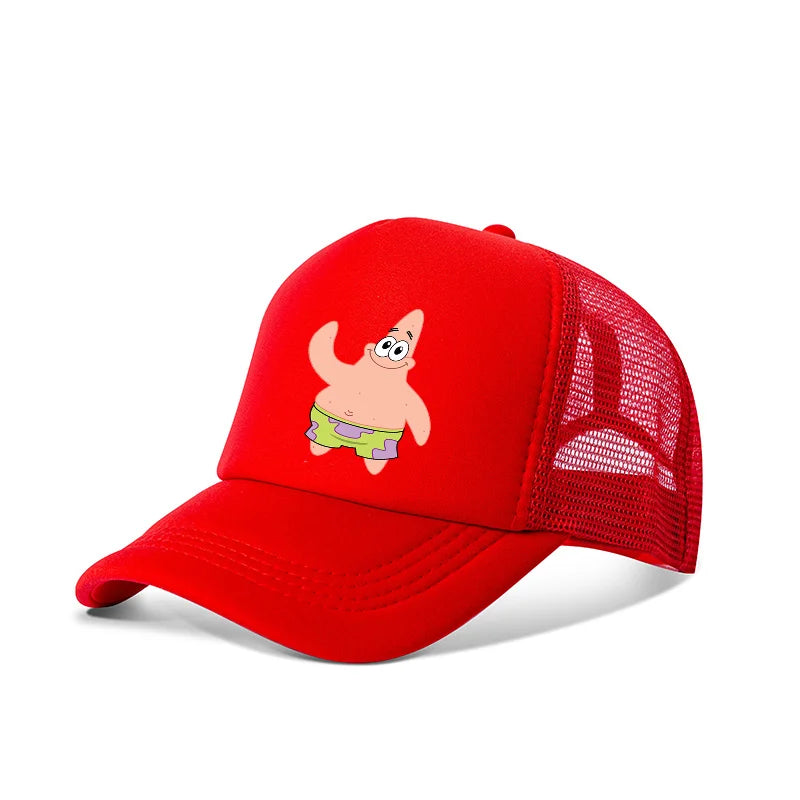 Cute SpongeBobs Baseball Cap Anime Round Role Kids Boy Girl Adult Sport Casual Sunshade Adjustable Movie Cartoon Peaked Mesh Hat