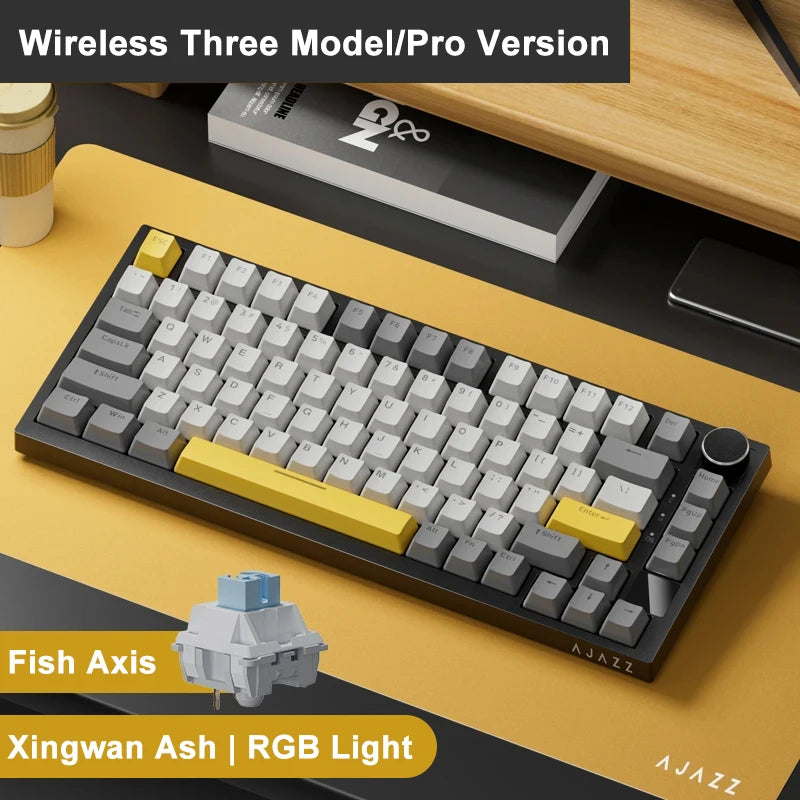 Ajazz AK820 /AK820PRO Gaming Mechanical Keyboard 82 Keys Wired Bluetooth 2.4GHz Wireless Gamer Keyboard Custom Gasket for Laptop