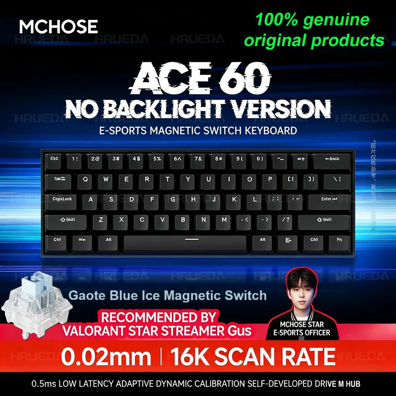 MCHOSE ACE 60 Pro ACE68 V2 Customized Magnetic Axis Gaming Mechanical Keyboard Wired Hot Swap 0.08ms 0.001mmRT 8KHz 256K SOCD/RS