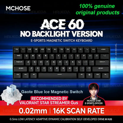 MCHOSE ACE 60 Pro ACE68 V2 Customized Magnetic Axis Gaming Mechanical Keyboard Wired Hot Swap 0.08ms 0.001mmRT 8KHz 256K SOCD/RS