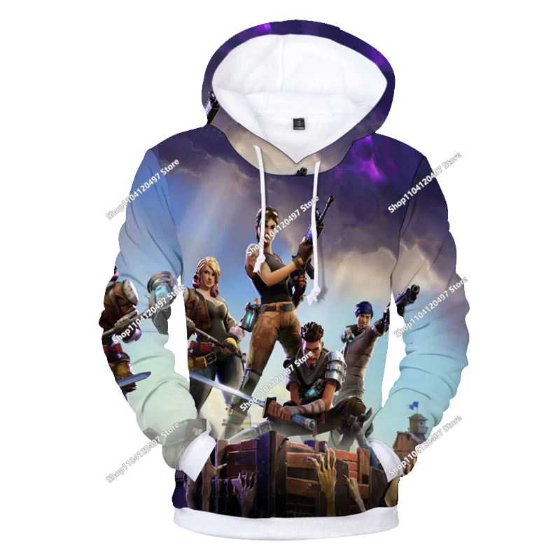 Felpa con cappuccio Fortnite Anime per bambini e uomo, streetwear hip-hop, sportswear casual, vestibilità ampia, moda outdoor