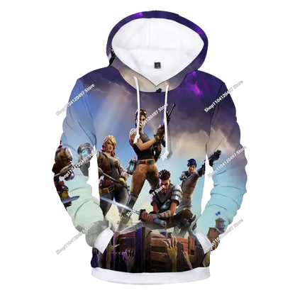 Felpa con cappuccio Fortnite Anime per bambini e uomo, streetwear hip-hop, sportswear casual, vestibilità ampia, moda outdoor