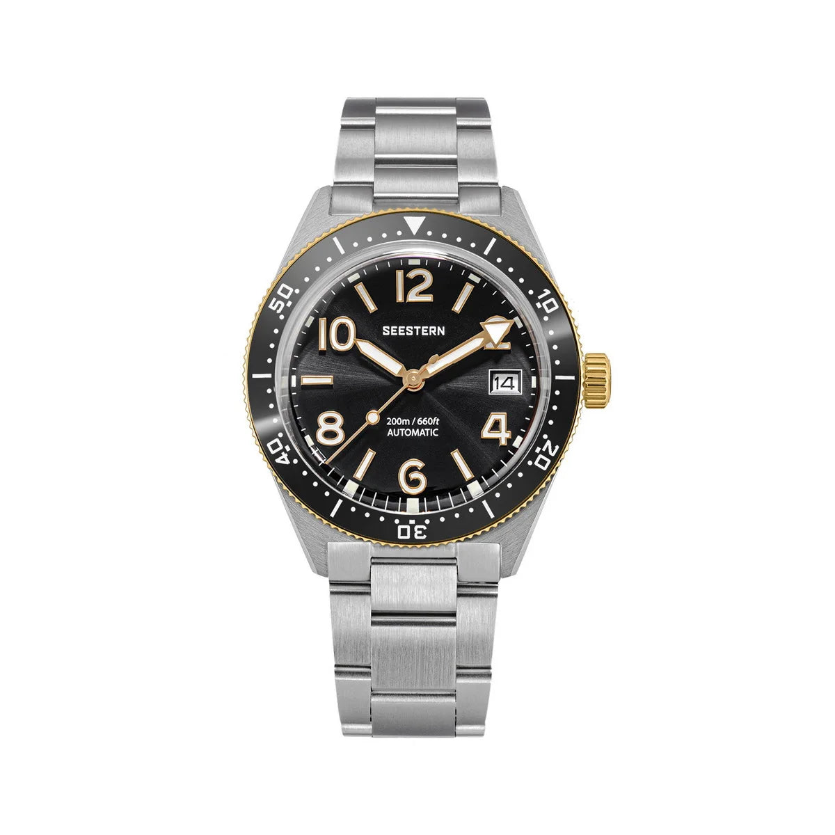 SEESTERN Diver Men Watch Automatic Mechanical Wristwatches NH35 Movement Ceramic Bezel 20Bar Waterproof Sapphire Luminou S434-2