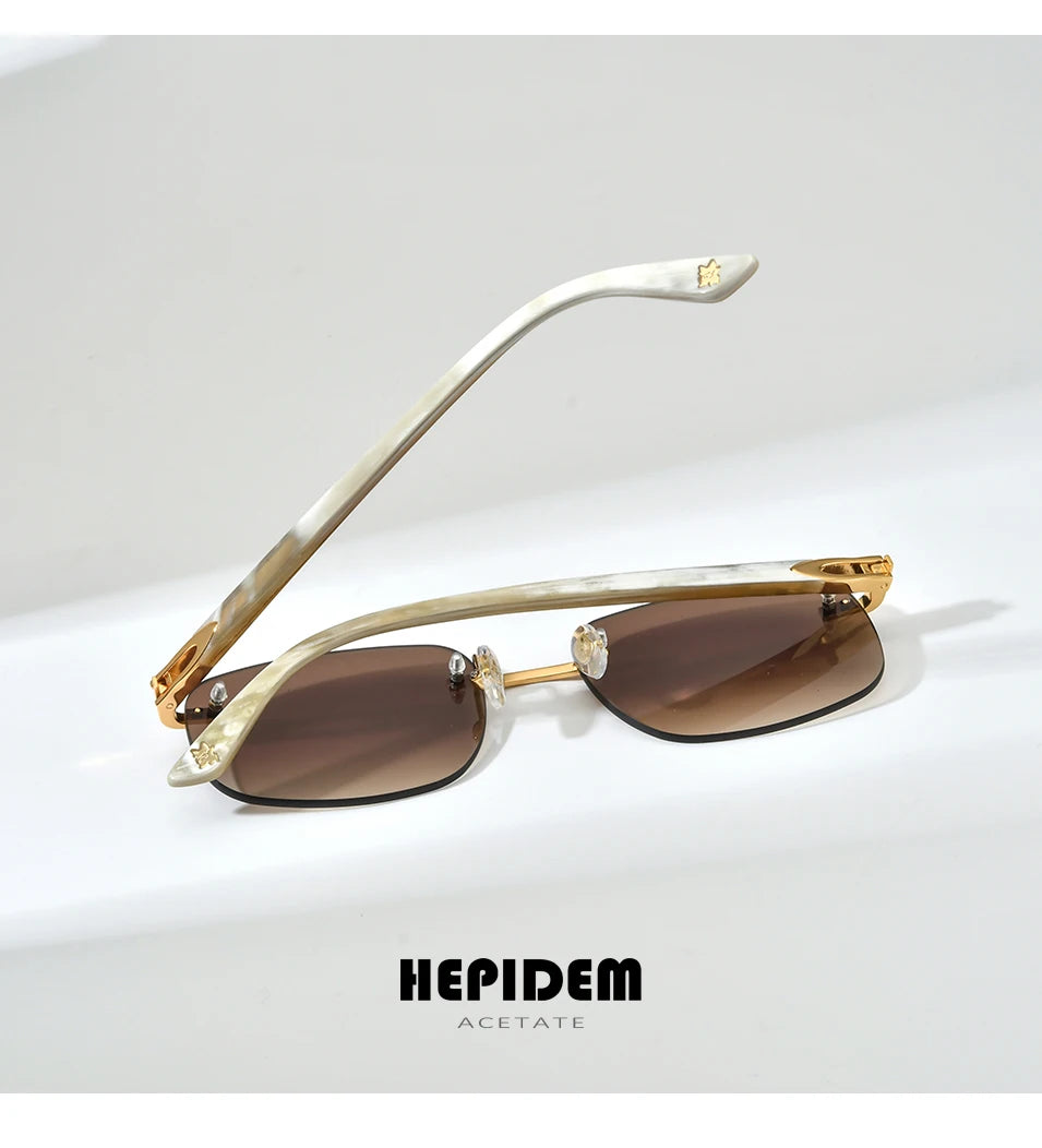 HEPIDEM Buffalo Horn Glasses Men Famous Brand Design Rimless Sunglasses Women Luxury Eyewear Horn-Rim Frameless Buffs Eyeglasses