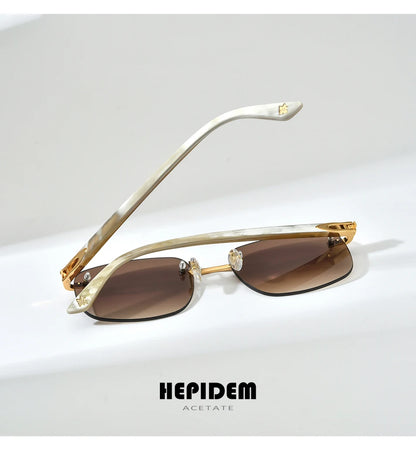 HEPIDEM Buffalo Horn Glasses Men Famous Brand Design Rimless Sunglasses Women Luxury Eyewear Horn-Rim Frameless Buffs Eyeglasses