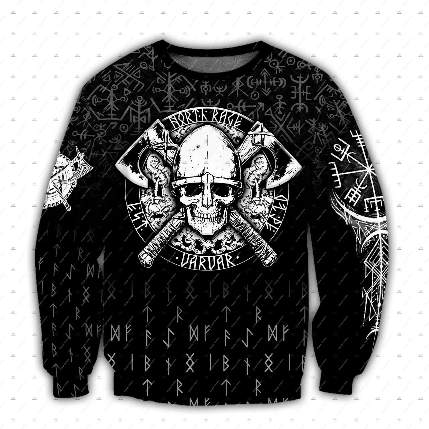 Custom Name Valhalla God Odin Warrior Wolf Fenrir Tattoo Vintage Retro Unisex 3DPrint Harajuku Pullover Casual Jacket Hoodies X4
