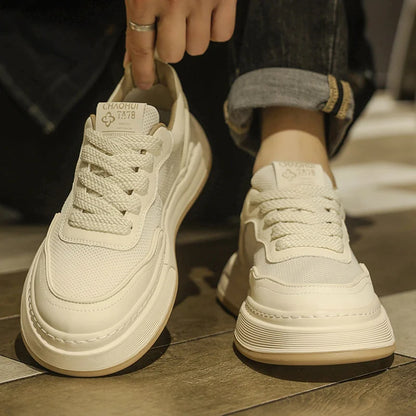 Men's Ultralight Breathable Mesh Sneakers 2025 Fashion Thick Sole Casual Shoes Comfortable Lace-up Trainers for Daily Walking