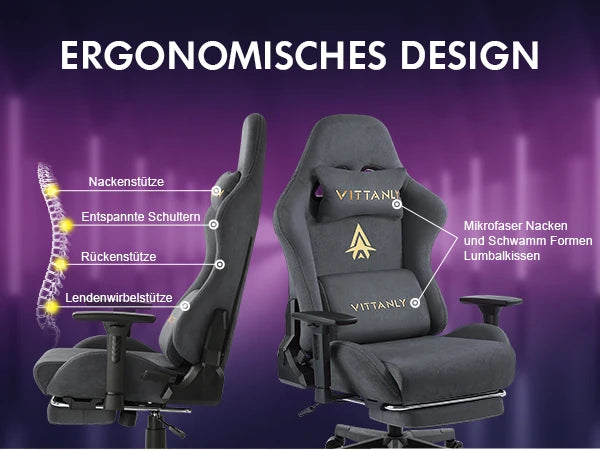 HAPIHAPPY Fashion Gaming Chair Genuine Leather Computer Office Chair with Footrest, Pocket Spring Cushion, Linkage Armrests, Ergonomic Game Chair