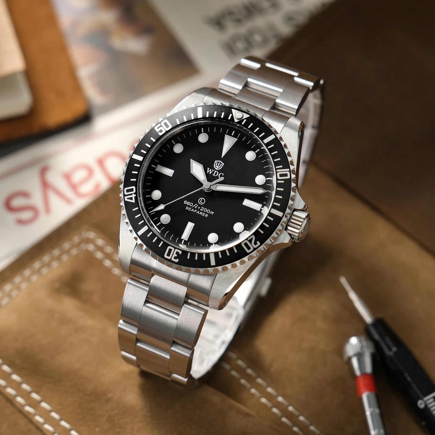 Watchdives WD5513Q 40mm Quartz Diver Watch VH31 Sweep Second Sapphire 200m Waterproof Steel Bracelet BGW9 Lume Mens Watch