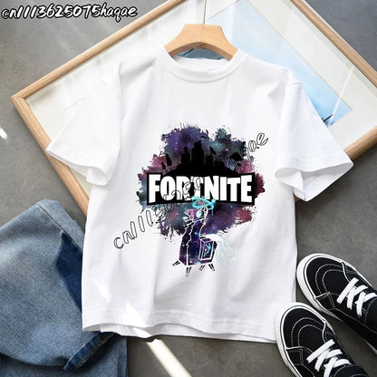 Summer New Fortnites Children T-shirts Cartoon Figure Graphic T-shirt Casual Sports Short Sleeves Sports Tops Kids Boys Clothing