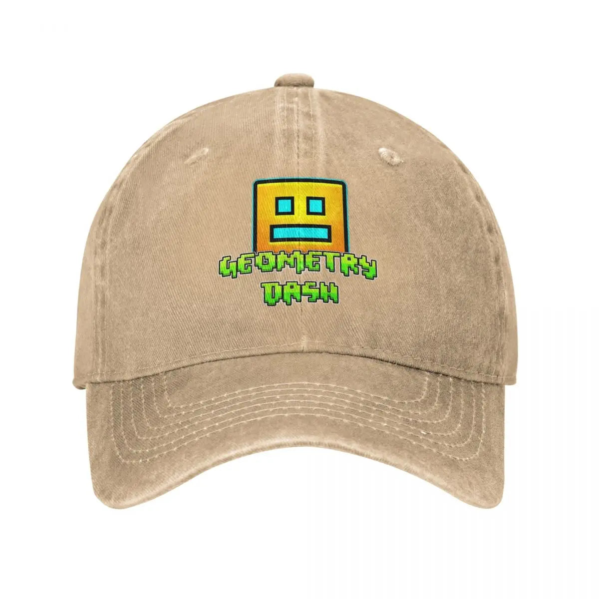 Geometric Dash App Fun Games Men Women Baseball Cap Geometry Dash Distressed Denim Washed Caps Hat Adjustable Fit Snapback Hat