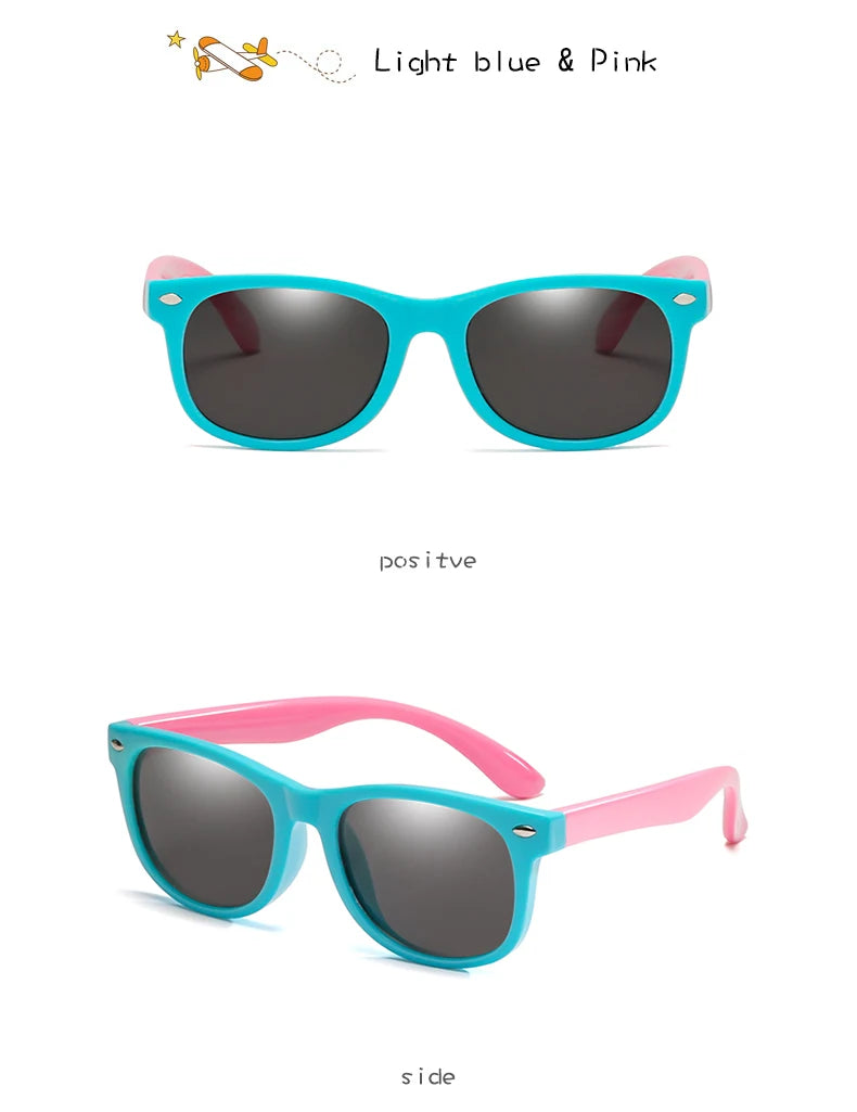 Polarized Kids Sunglasses TR90 Silicone Gel Frame Classic Square Children Sun Glasses Girls Boys Multi Color Baby Goggles UV400