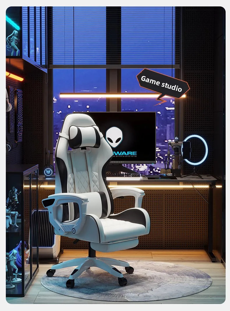 Sedia e-sport da uomo confortevole per sessioni prolungate, sedia da computer reclinabile per il relax, schienale