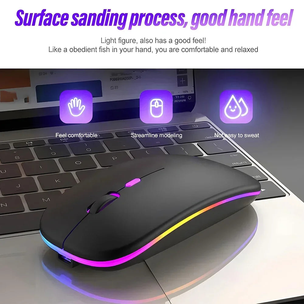Trådløs genopladelig mus med dobbelt tilstand, Bluetooth-kompatibel 2.4G USB-computermus til laptop, iPad, tablet og notebook – gamingmus