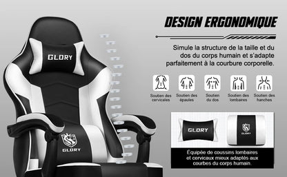 Daccormax 170° Gaming Chair Ergonomic PC Gaming Chair With adjustable footrest and lumbar support high-back breathable design