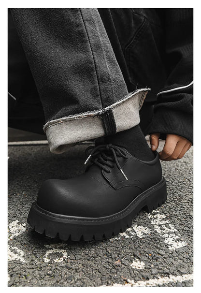 Thick Sole Casual Genuine Leather Dress Shoes Men Platform Heighten Japan Harajuku Korean Streetwear Fashion Shoes White