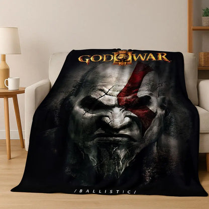 Classics God of War Kratos 3A Game Gamer Flannel Blanket,Warm and Cozy Soft Throw Blanket for Home Bedroom Bed Sofa Kid Gift