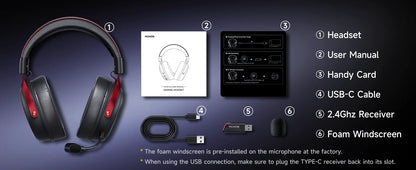 MCHOSE V9 Pro Gaming Wireless Headset7.1 Surround Sound Headphones Noise Canceling Mic Low Latency Lightweight for PS5 PC SWITCH