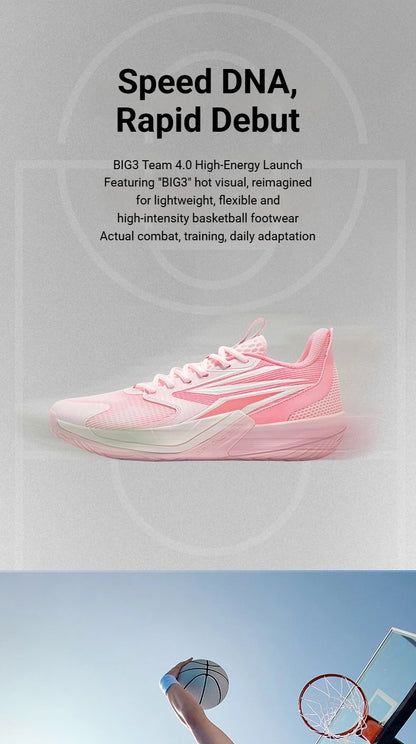 361 Degrees BIG3 Team4.0 Men's Basketball Sport Shoes, Impact Protection, Durable, Wear-Resistant, Agile, Breathable Sneakers 672621104