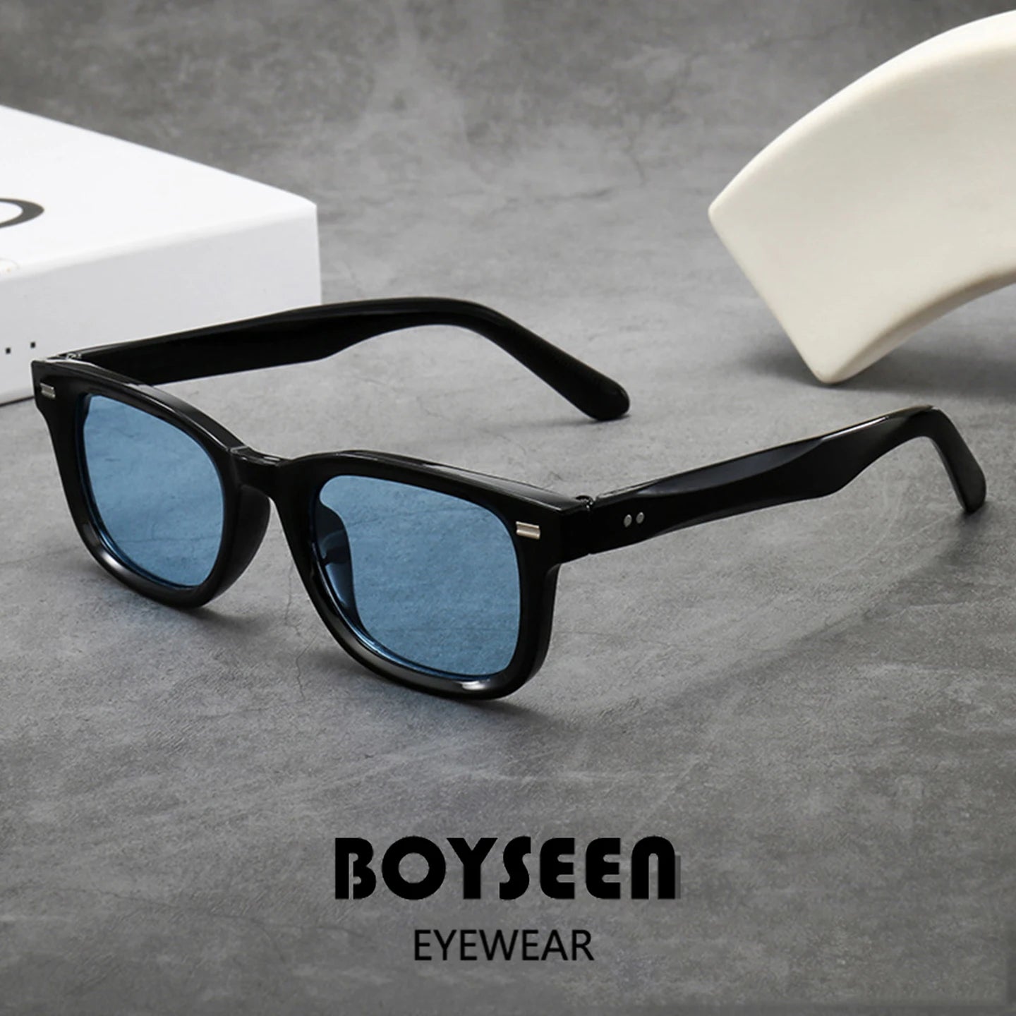 Men's Thick Framed Retro Brown Sunglasses Narrow Framed Hip-hop Style Rapper Eyewear Vacation Sunglasses UV400