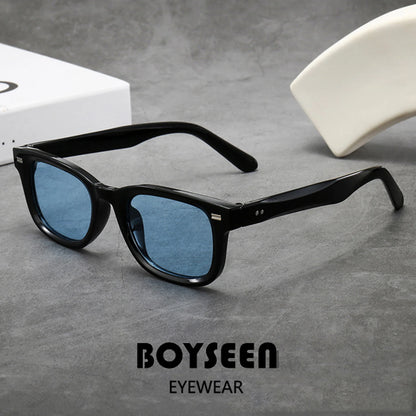 Men's Thick Framed Retro Brown Sunglasses Narrow Framed Hip-hop Style Rapper Eyewear Vacation Sunglasses UV400