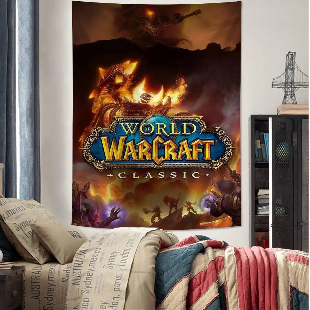 Priljubljena igra World of Warcraft, velika stenska tapiserija s potiskom, poceni hipijevska stenska dekoracija, boemske stenske tapiserije, mandala, dekoracija za dom