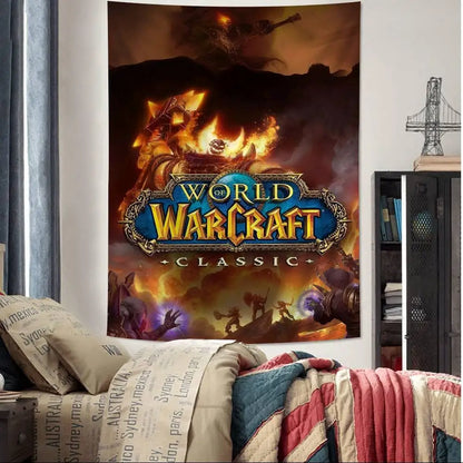 Priljubljena igra World of Warcraft, velika stenska tapiserija s potiskom, poceni hipijevska stenska dekoracija, boemske stenske tapiserije, mandala, dekoracija za dom