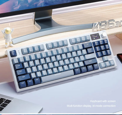 ATTACK SHARK K86 Mechanical Keyboard with Metal Knob,TFT Smart Color Screen,87-key Layout,RGB Lighting,and Three-mode Connection