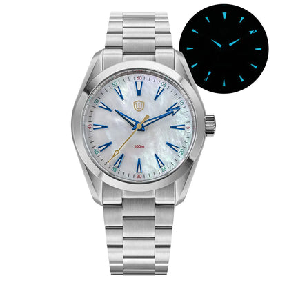 Montre Watchdives WD0006, mouvement VH31 à trotteuse fluide, verre saphir bombé, revêtement luminescent BGW9, étanche à 10 bars, 38 mm, style vintage