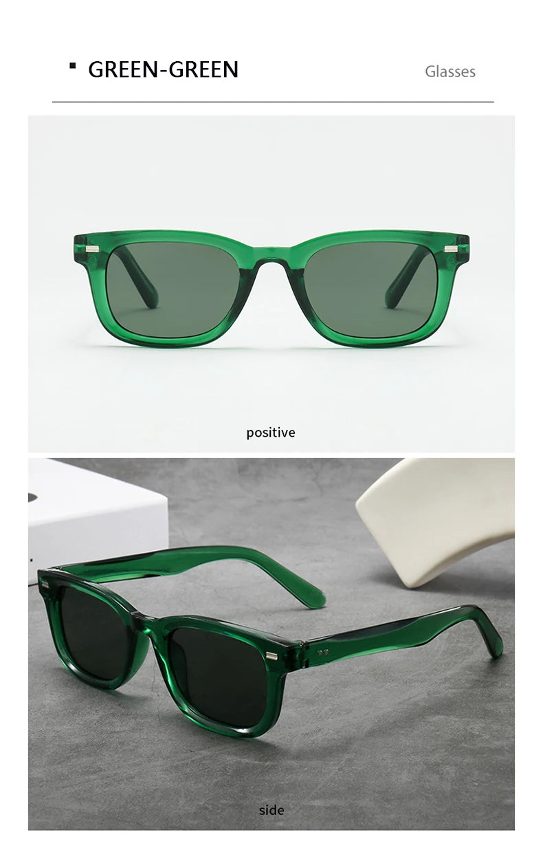 Men's Thick Framed Retro Brown Sunglasses Narrow Framed Hip-hop Style Rapper Eyewear Vacation Sunglasses UV400