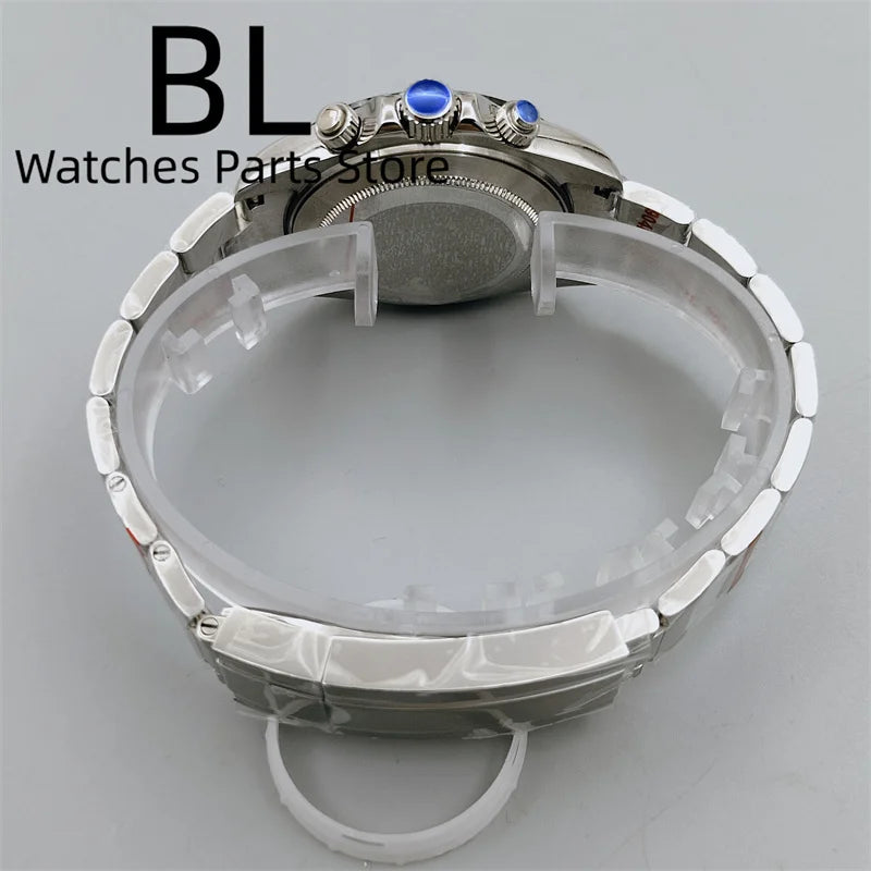 BLIGER 39mm VK63 Men's Quartz Chronograph Watch Ceramic Brown Insert Ice Blue Dial With C3 Luminous Sapphire Crystal Waterproof