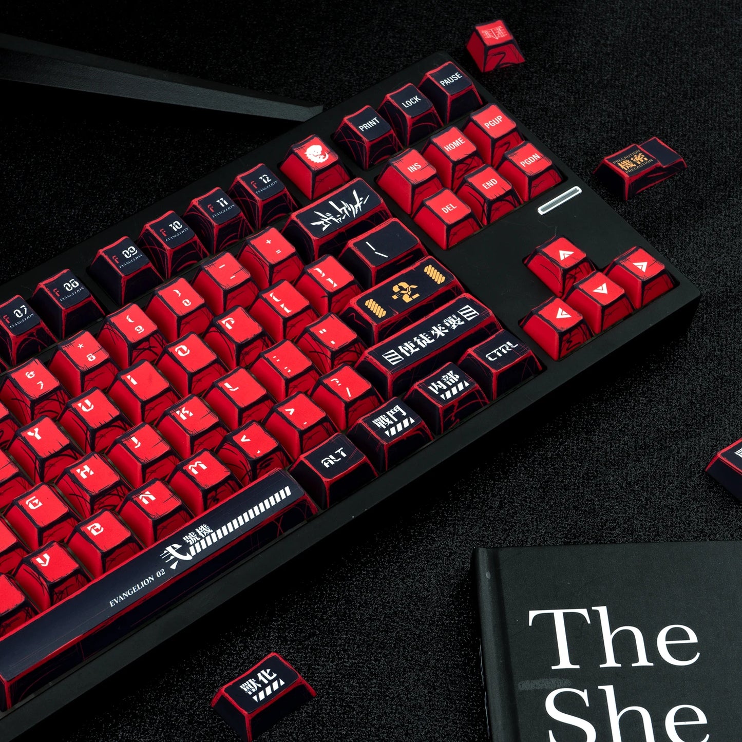 Manga Red Black Cherry Keycap Kit PBT 129 Key Mx Switch HI75 HI8 68 F99 104 64 Wooting Mechanical Keyboard