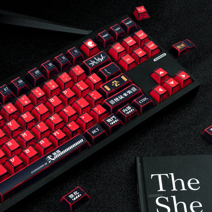 Manga Red Black Cherry Keycap Kit PBT 129 Key Mx Switch HI75 HI8 68 F99 104 64 Wooting Mechanical Keyboard