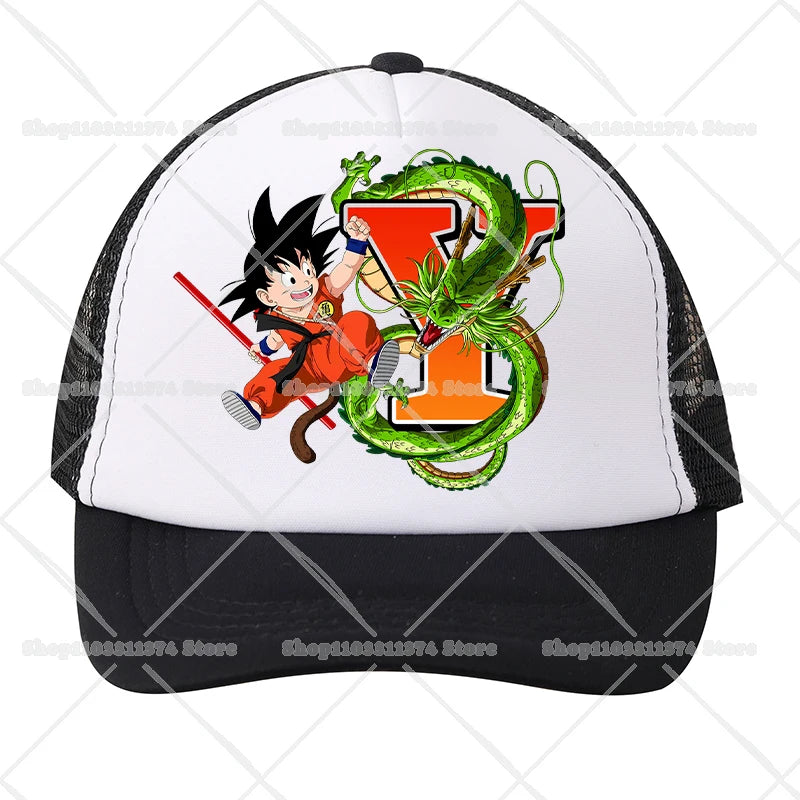 Dragons Ball Mesh Baseball Caps Cartoon Son Goku Letter Adult Kids Sports Hats Anime Summer Outdoor Sunshade Peaked Cap Gift New