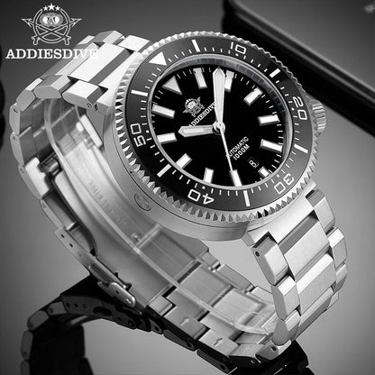 Orologio da immersione di lusso da uomo ADDIESDIVE, impermeabile fino a 1000 m, con vetro zaffiro e quadrante luminescente – Orologio meccanico a carica automatica