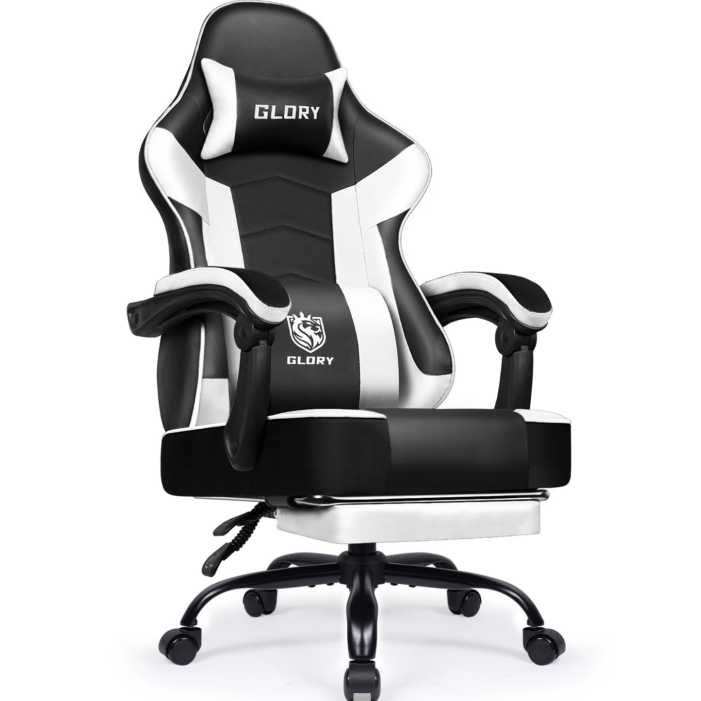 AUTHMIC Ergonomic Gaming Chair High Back Reclining Office Chair with Adjustable Lumbar Support, Headrest, Footrest & PC Gamer Seat